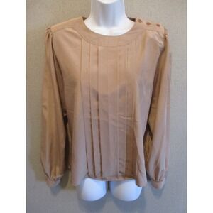 Vintage 70's Neil Martin Pleated Career Blouse Size 10 Shoulder Buttons